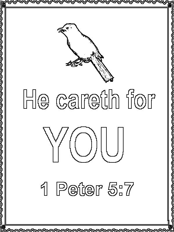He careth for you 1 Peter 5 verse 7 Coloring Page
