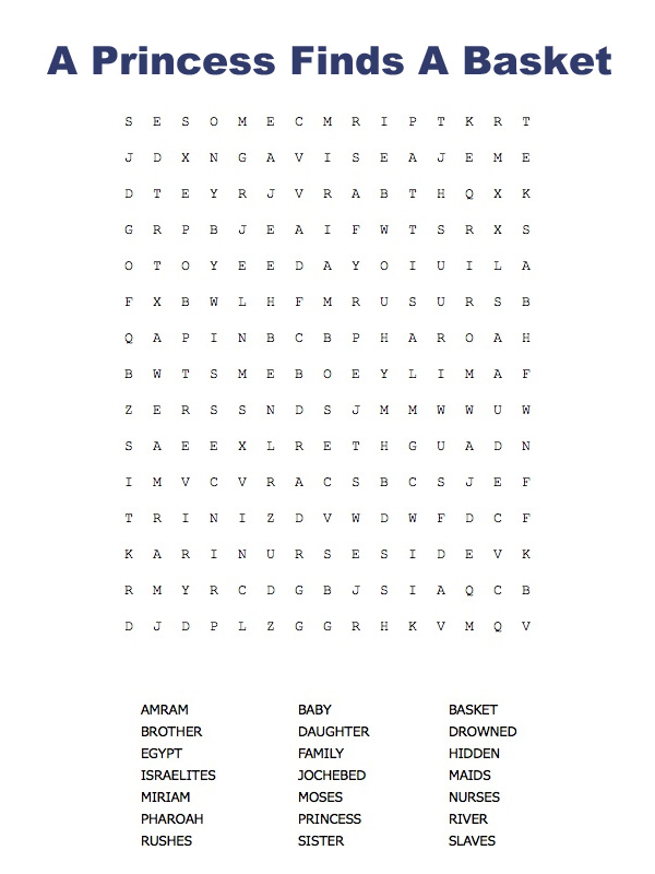A Princess Finds a Basket Word Search