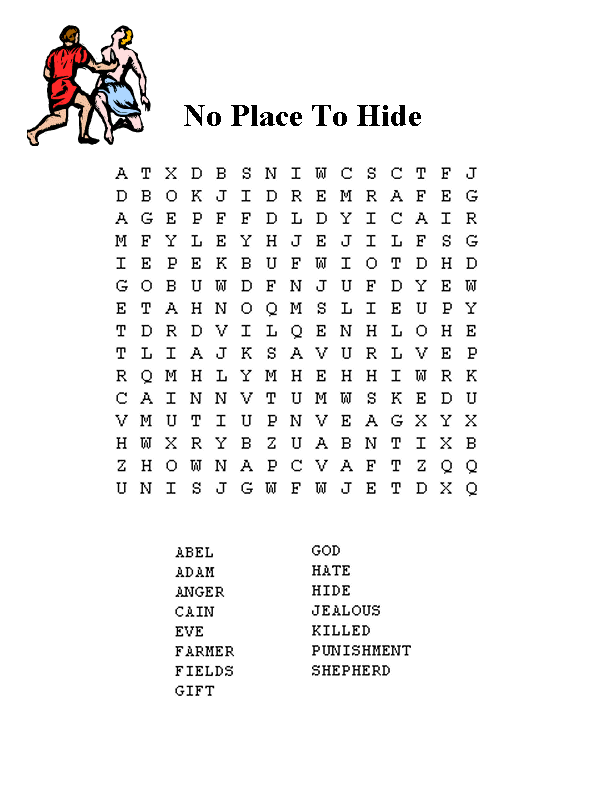 No Place to Hide Word Search