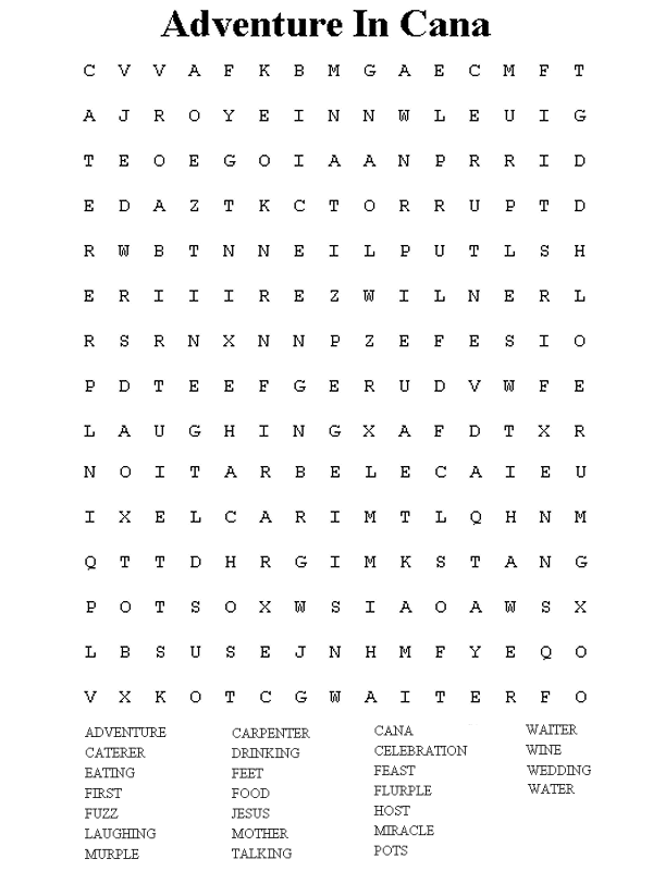 Adventure in Cana Word Search
