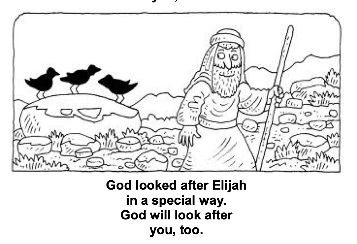 Elijah Was Fed by a Raven coloring page