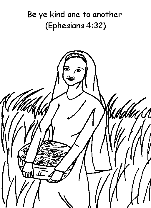 Ephesians 4 verse 32 Ruth Coloring Page by Abigail Pahlman