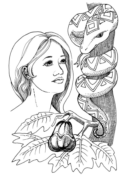 The First Man - Eve Tempted Coloring Page
