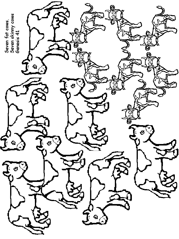 7 Fat Cows, 7 Skinny Cows - Coloring Page