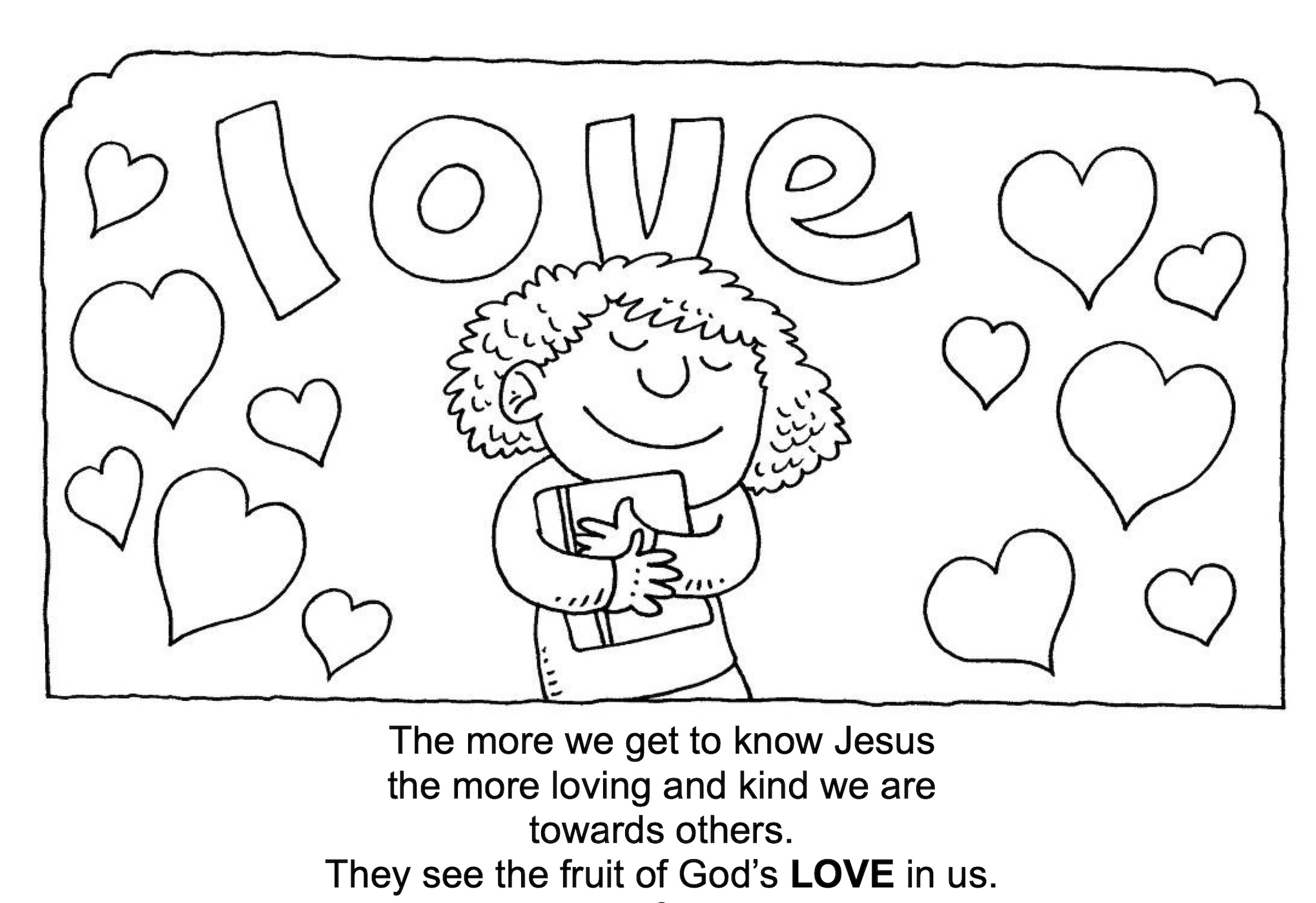 The Fruit of the Spirit is Love Jesus Loves Children coloring page
