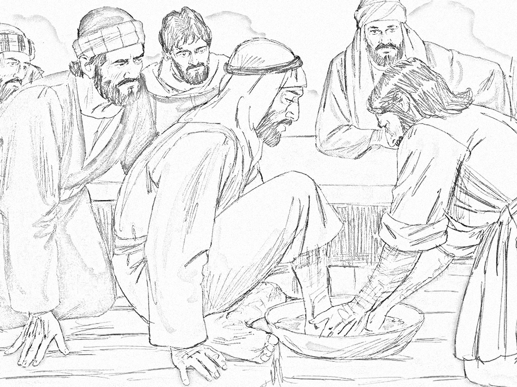 The Fruit of the Spirit is Meekness and Humility Jesus Washes His Disciples\' Feet coloring page