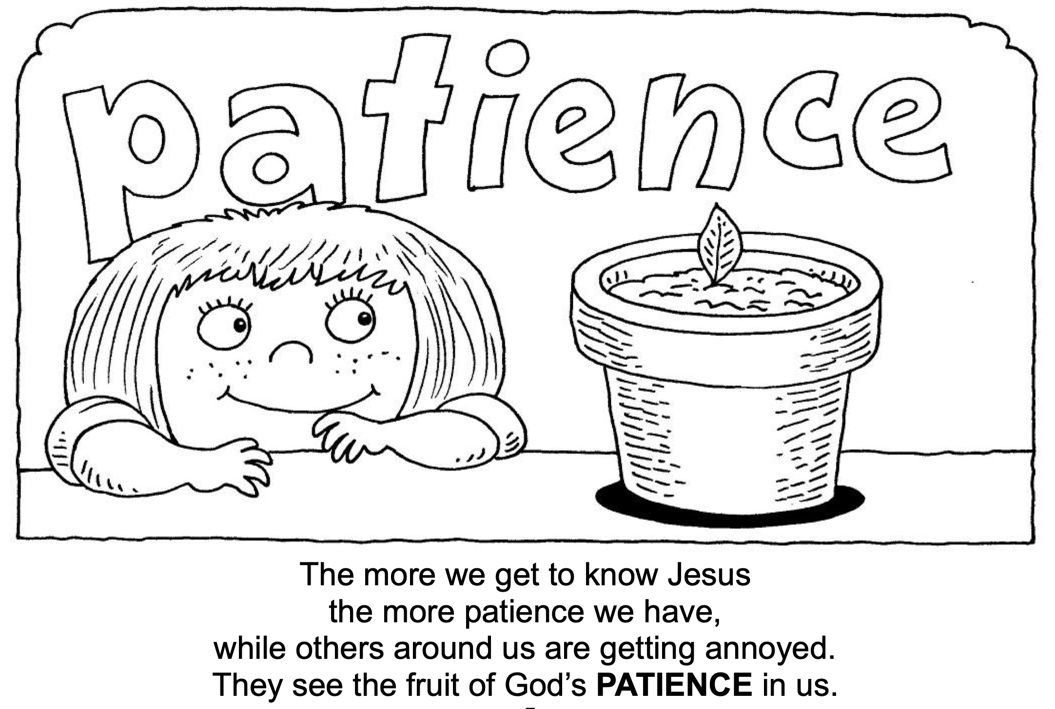 The Fruit of the Spirit is Longsuffering Patience Waiting by the Pool coloring page
