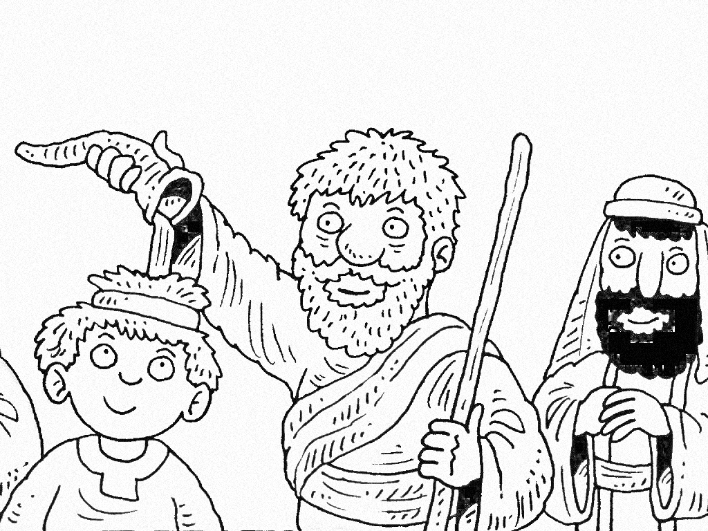 Samuel Anoints David as King coloring page