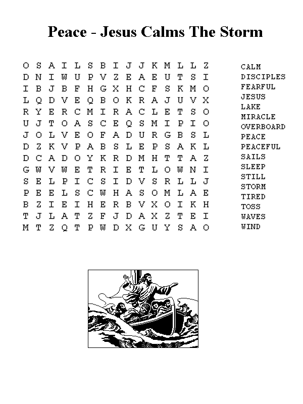 Jesus Calms the Storm Word Search
