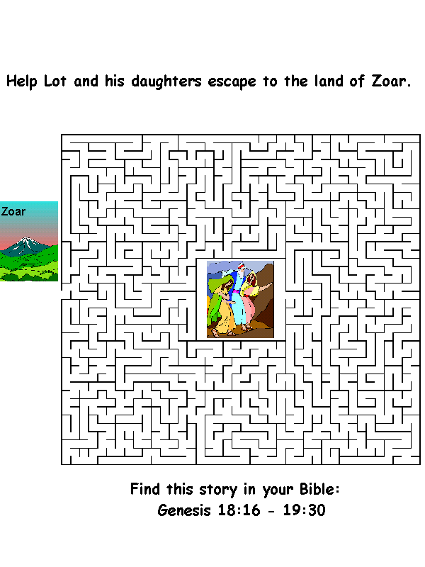 Sodom and Gomorrah Maze - Help lot and his daughters escape to the land of Zoar