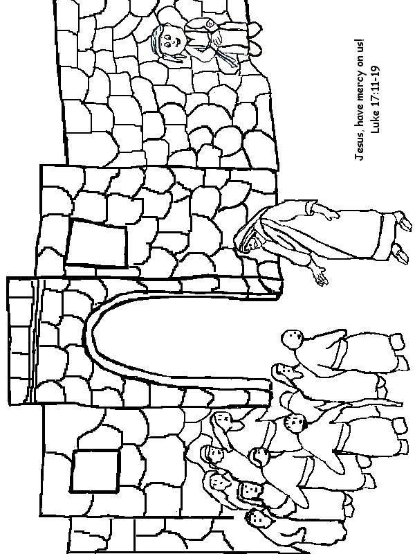 Jesus and Ten Lepers Coloring Page