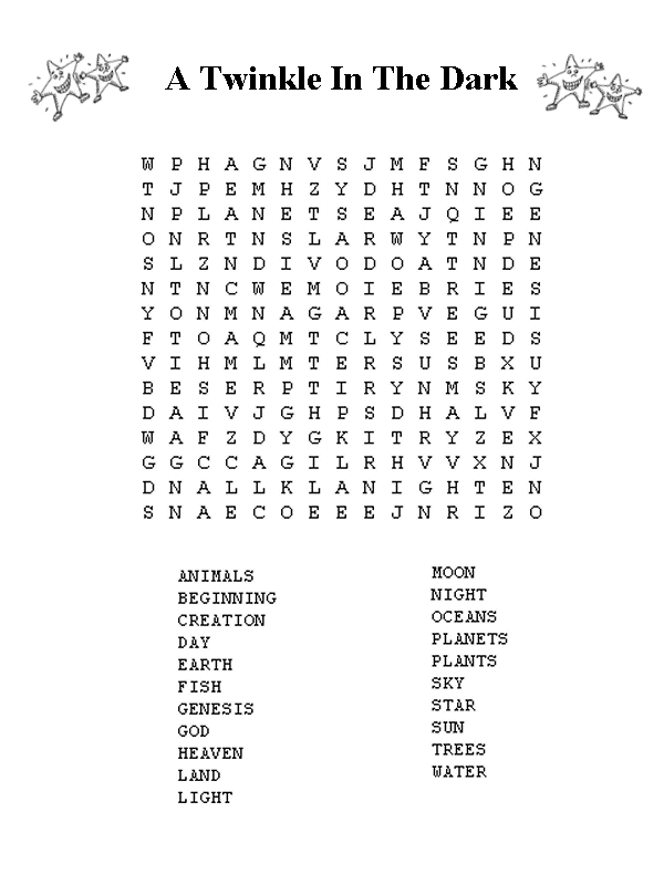 A Twinkle in the Dark Word Search
