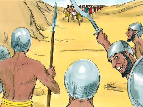 A group of desert nomads, known as the Amelekites, came up behind the travelling Israelites and started attacking the weak and elderly people travelling at the back of the convoy