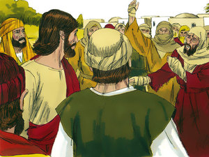 The lepers stood up hastily hobbling closer to Jesus but still stayed standing at a distance from Him
