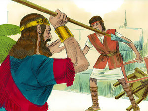 Saul suddenly hurled his sword at David