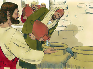 Jesus turns water into wine