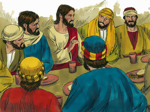 When Jesus was finished He sat down at the table with them