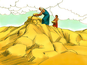 Abraham carefully he placed one rock on top of another
 until the job was done