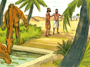 Rebekah gives water to the camels