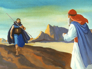 While Obadiah was looking here and there trying to find mud puddles and grass he saw a man
walking toward him