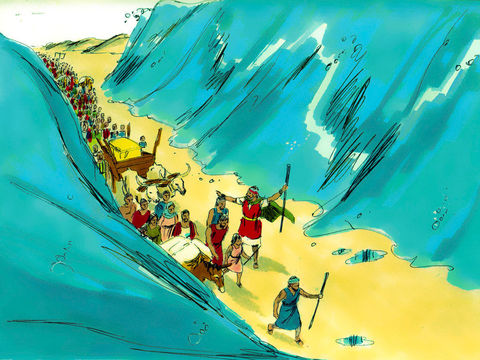 The wind blew so hard it dried up the seabed so that the Israelites could go through on dry land