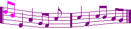 Animated purple and pink musical notes