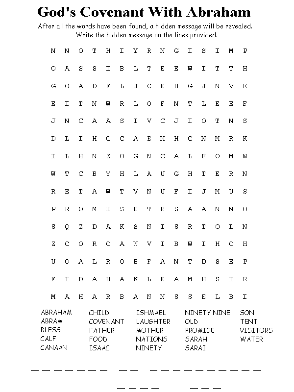 God's Covenant With Abraham Word Search