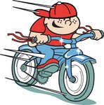 Royalty free cartoon clip art of a happy boy riding a brand new bike by andy nortnik