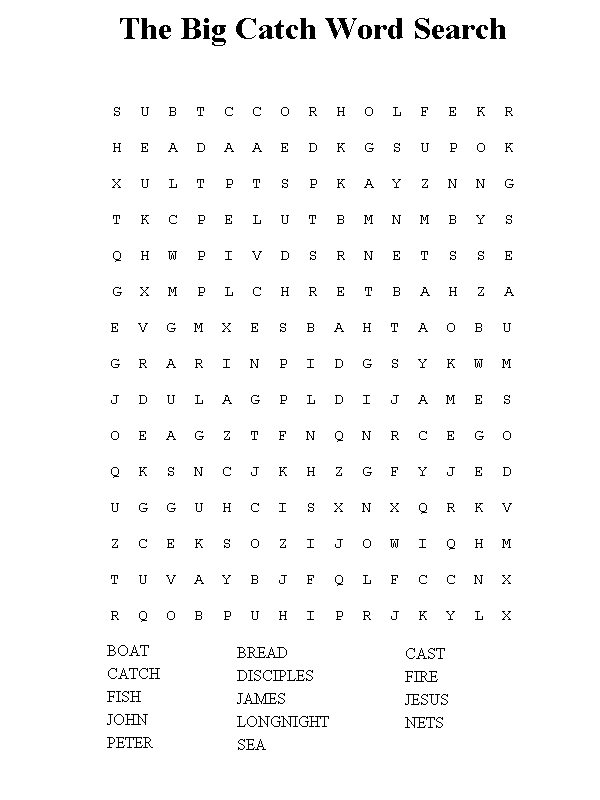 The Big Catch Word Search Puzzle