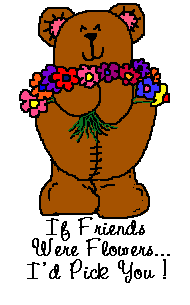 teddy bear with flowers around his neck