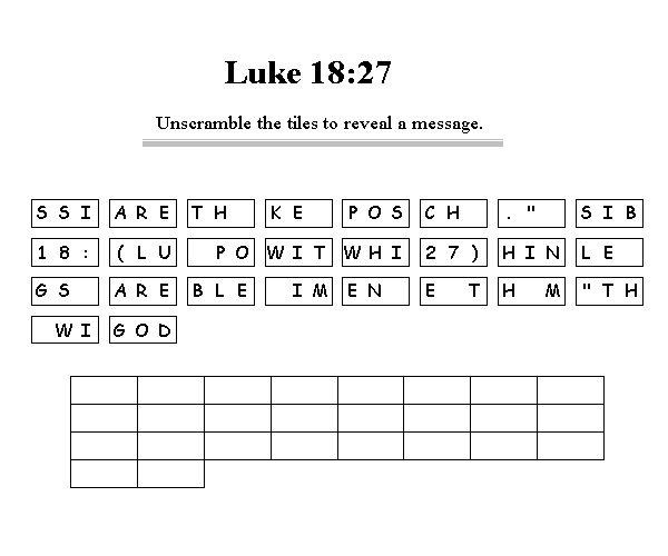 Luke 18:27 Bible Verse Scramble