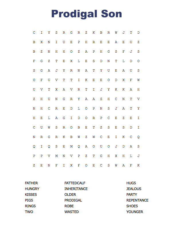 Prodigal Son Word Search