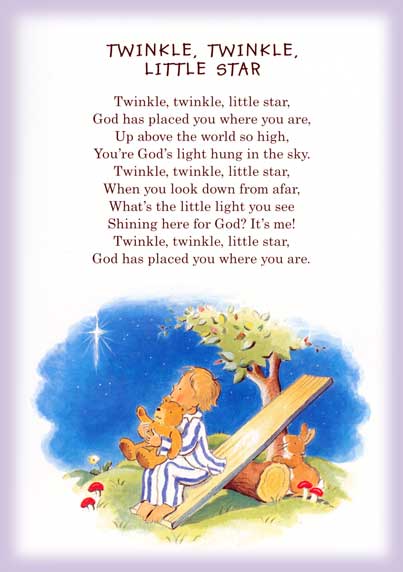 Twinkle Twinkle Little Star Christian Mother Goose Rhyme