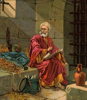 scripture card showing Paul writing letters