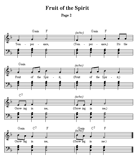 Fruit of the Spirit Sheet Music Page Two